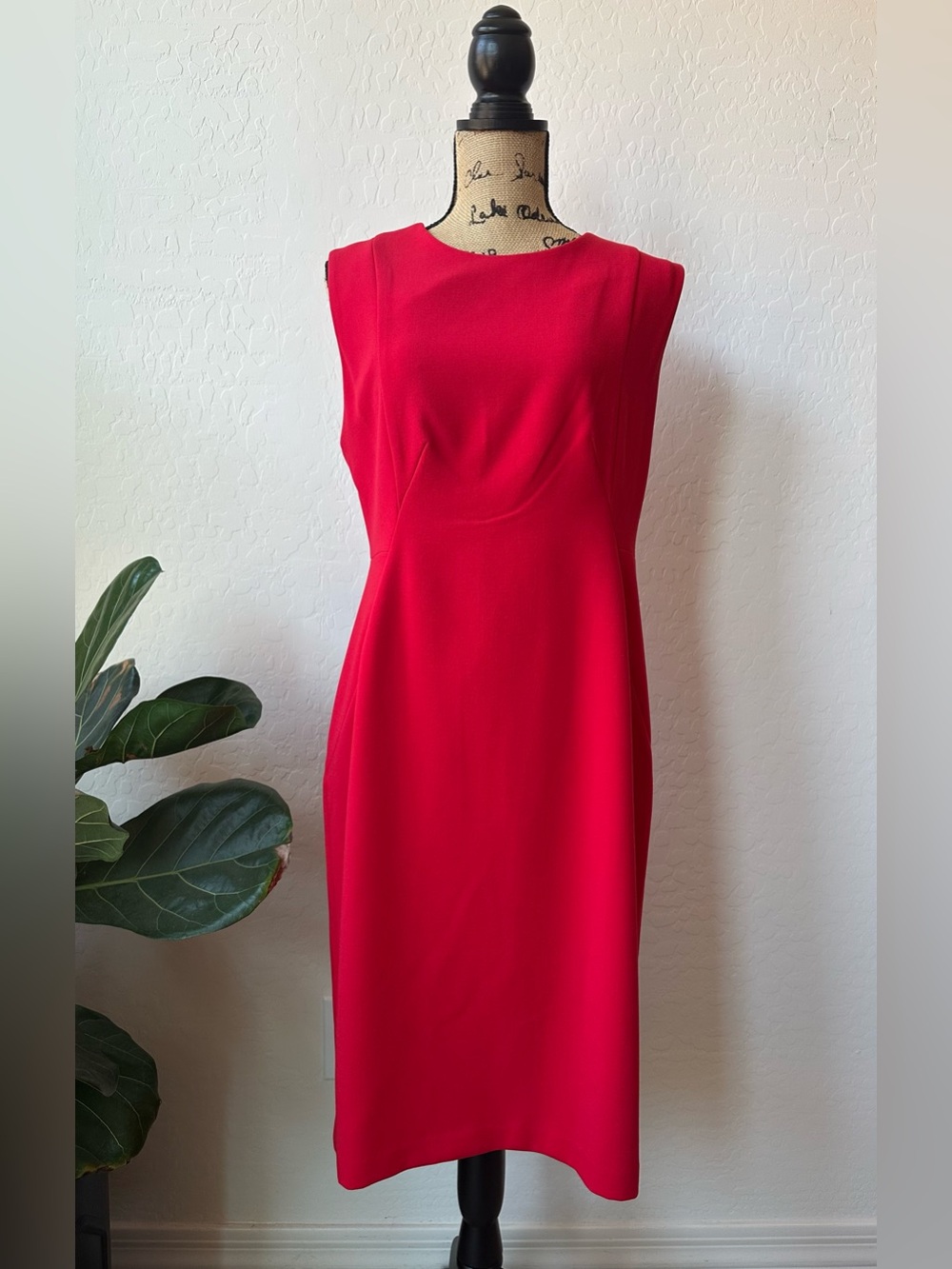 Donna Karan Red Sleeveless Sheath Dress